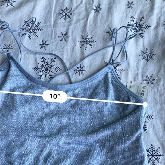 Hollister Gilly Hicks Light Blue Glitter Cross Spaghetti Strap Cropped Tank Top - Picture 5 of 6